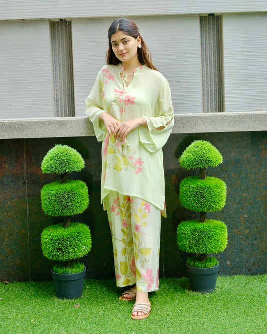 Zarif- Mint Floral Co-Ord Set