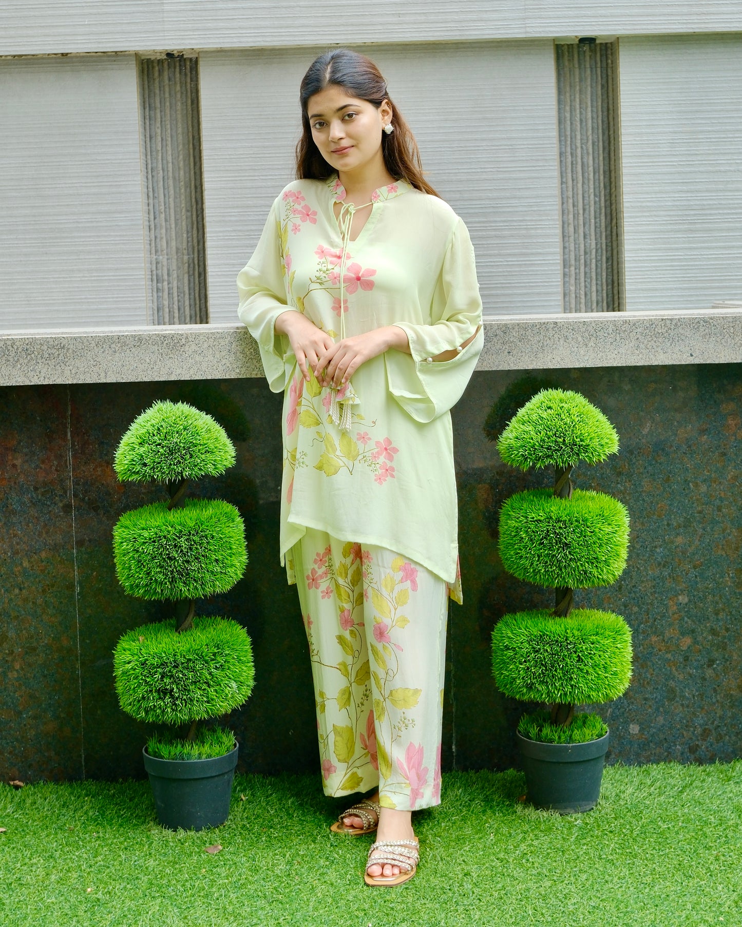 Zarif- Mint Floral Co-Ord Set